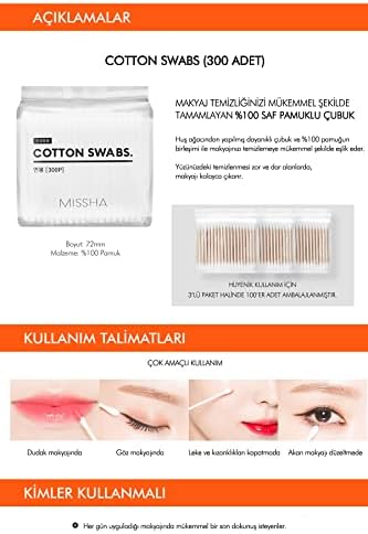 Çift Taraflı Makyaj Pamuğu Swabs (300Adet)