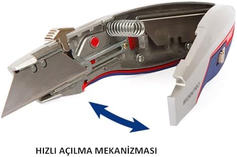WP213011 Ağır Hizmet Alüminyum Gövde Geri Çekilebilir Rötuş Maket Bıçağı + 3 Adet Yedek Bıçak - Görsel 3