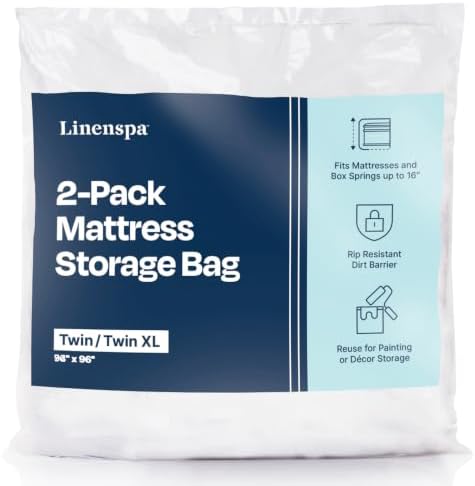 Linenspa Yatak Saklama Çantası, King Size, Şeffaf Plastik, Taşıma ve Depolama İçin, 2'li Paket