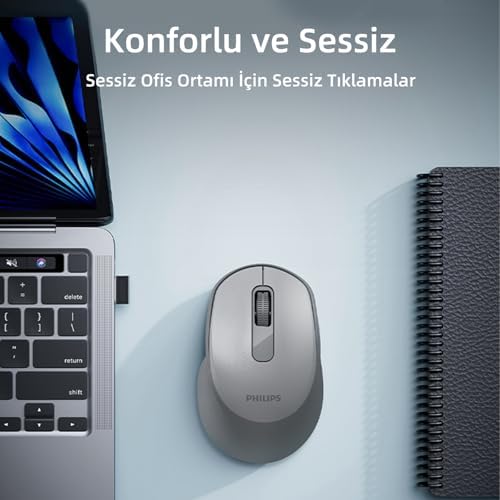 SPK7448 Bluetooth 5.2 ve 2.4GHz 1600DPI Sessiz Optik Kablosuz Mouse Siyah