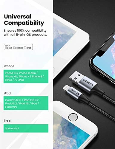 Mfi Lisanslı USB-A & Lightning Örgülü Data ve Şarj Kablosu, 2 Metre, Siyah, 60158 - Görsel 3