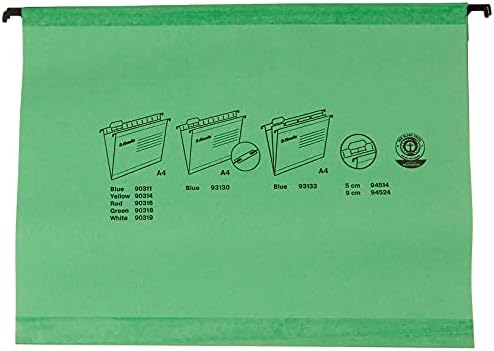 Esselte Klasik Askılı Dosya, A4, Yeşil, 25'Li Paket, Sekmeler Dahil, 90318