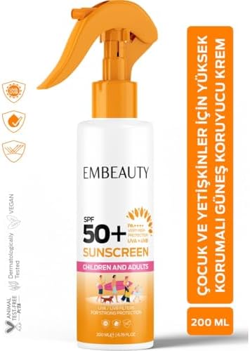 Embeauty Çocuk ve Yetişkinler için Güneş Koruyucu Krem SPF50+ 200 ml