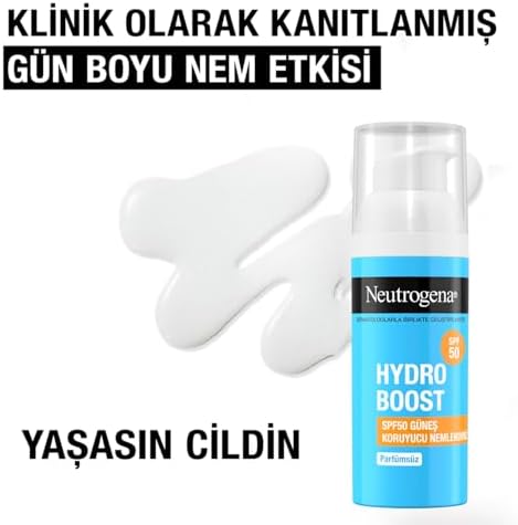 – Nemlendirici Fluid Hydro Boost SPF 50 (50 ml pompalı şişe) — Hyalüronik asit, provitamin B5 ve niasinamid içeren yüz bakımı — Güneş korumalı nemlendirici bakım