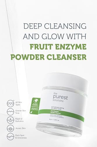 The Purest Solutions, Arındırıcı ve Canlandırıcı Tüm ciltler için Meyve Asitleri İçeren Toz Temizleyici 55 Gr (%0,2 Azelaik Asit & Malik Asit)