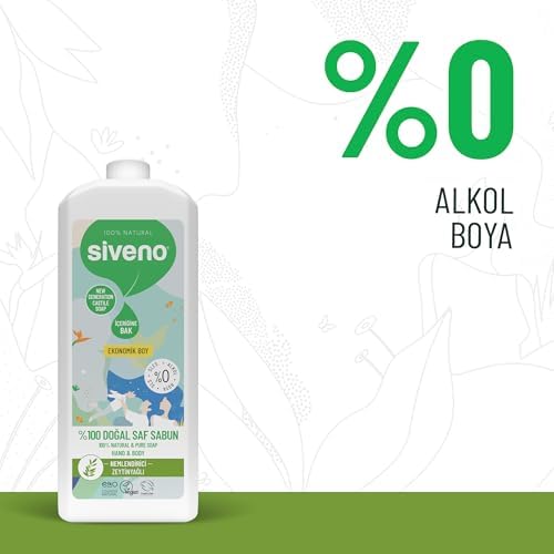 Siveno%100 Doğal Sıvı Kastil Sabun Zeytinyağlı Yoğun Nemlendirici Arındırıcı Bitkisel Vegan 1000 ml