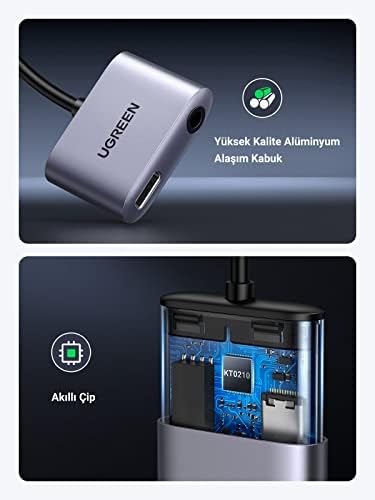 Alternative view of USB C - 3.5mm Kulaklık Jakı Ses Adaptörü ve Şarj Cihazı DAC Tip C - Aux Kulaklık Ayırıcı iPad Pro 2021/2020, iPad Air 4, iPad Mini 6, Galaxy S21 Ultra S20 FE Note20 Tab S7+ ile uyumlu