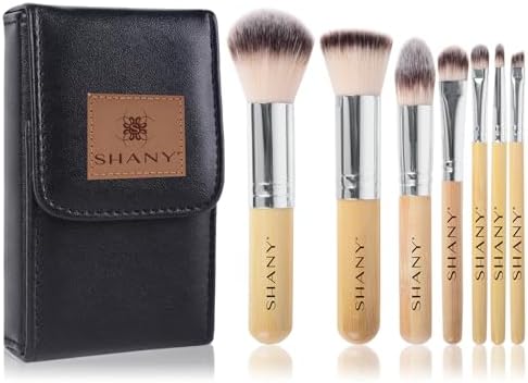 SHANY I love Bamboo - 7 parça Petite Pro Bambu fırça seti, taşıma çantalı