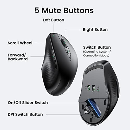 Kablosuz Ergonomik Fare, USB Alıcılı 2.4GHz 4000 DPI Sessiz İnce Kablosuz Bluetooth Fare, Tablet,PC,Dizüstü Bilgisayar ile Uyumlu. - Görsel 2