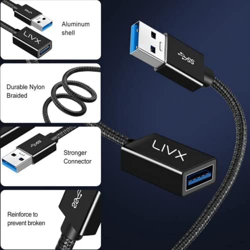 Alternative view of Rope 5Gbps Hızlı Veri Aktarımı USB 3.0 Erkek Dişi Uzatma Kablosu Halat Örgülü (3 Metre)