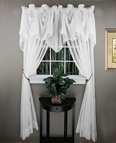 Alternative view of Swags Galore: Splendor Batiste, 254 cm G X 73 cm U, Sheer Festoon Valance Beyaz