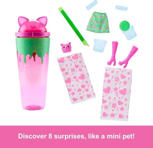Pop Reveal™ Milkshake Serisi - Kırmızı Pop Reveal Shakes Serisi bebek ve aksesuar seti, kokulu ve minik tavşancık temalı bebek JCN88