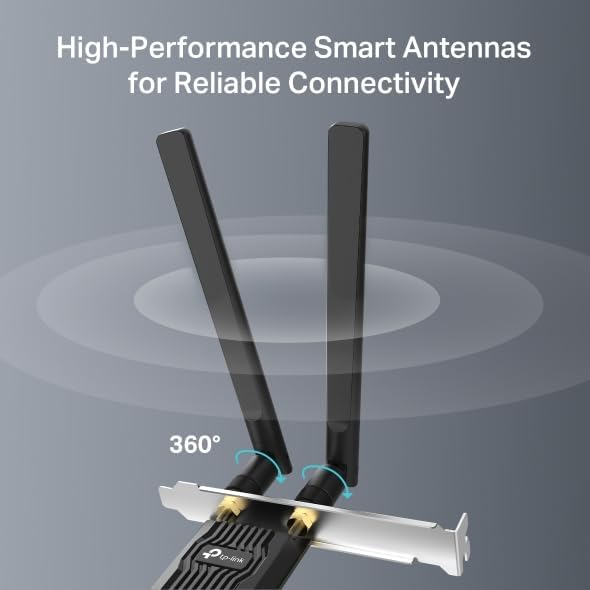 Alternative view of TX10E | AX900 Wi-Fi 6 Bluetooth 5.3 PCIe Adaptör | 887 Mbps Çift Bant Hız | MU-MIMO & OFDMA | Çift Harici Anten | WPA3 Güvenlik | Masaüstü PC Dahili Ağ Kartı