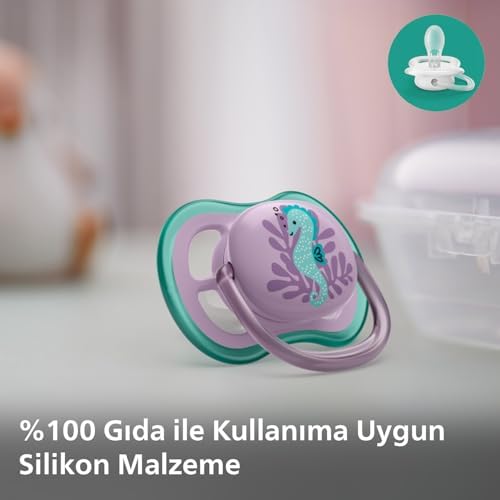 Alternative view of Ultra Air Emzik, Kız Bebekler için 6-18 Ay, 2’li Paket, Ortodontik Silikon, Geniş Hava Delikli, Mikrodalga Sterilize Edilebilir, BPA İçermez, Taşıma Kutulu, SCF085/61