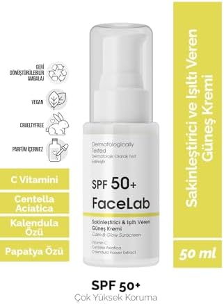 Facelab Sakinleştirici ve Işıltı Veren C Vitamini ve Centella İçerikli SPF 50 ve Güneş Kremi 50 ml