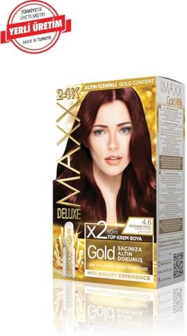 serisi 24K Altın Parçacıklı Serum ile 1 Kutu 2 x 50 ml ve Geliştiriciler Saç Boyası (KESTSANE KIZILI 4.6)