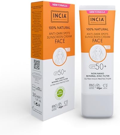 %100 Doğal Yüz Güneş Kremi Leke Karşıtı Aydınlatıcı Mineral Filtre SPF 50+ UVA1 UVA2 UVB 30 ml