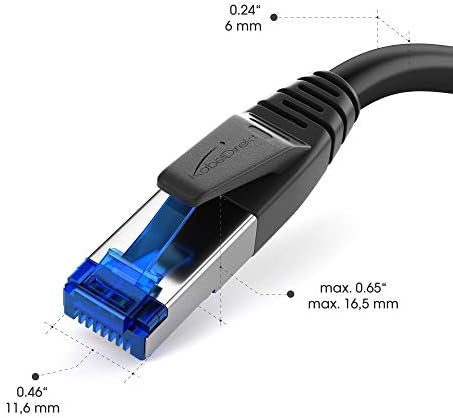 – Cat 7 Ethernet Kablosu, kırılmaya dayanıklı – 20m – 10 Gbit Ağ, 0,25-30m arasında mevcut (Yüksek hızlı ağlar için yama kablosu, PC, Anahtar/Yönlendirici/Modem,, siyah) - Görsel 3