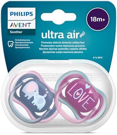 Alternative view of Ultra Air Emzik, 18 Ay+, Kız Bebekler için, 2’li Paket, Ortodontik Silikon, Geniş Hava Delikli, Mikrodalga Sterilize Edilebilir, BPA İçermez, Taşıma Kutulu, SCF349/22