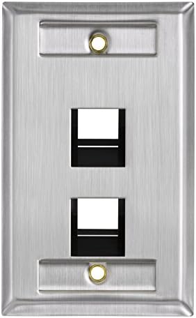 Alternative view of Leviton 43081-1L2 2 Bağlantı Noktalı Paslanmaz Çelik QuickPort Kimlik Pencereli Tek Yuvalı Duvar Plakası