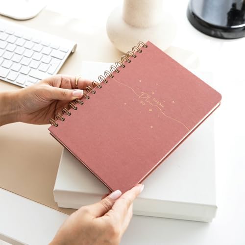 A5 Spiralli Sert Kapak Keten Düz Çizgisiz Tarihsiz Not Defteri Pembe