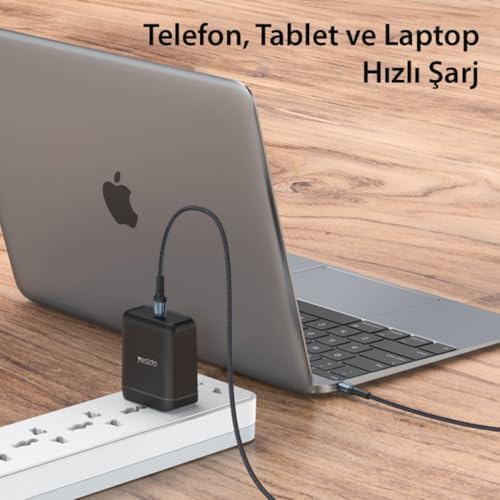 Alternative view of 2M 60W Hasırlı Type-C to Type-C PD Hızlı Şarj Kablosu - Siyah