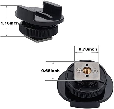 Suptig SLR Kamera Gopro Kamera Suptig Işık ve Diğer Aksiyon Kameraları için Montaj Işık Adaptörü Soğuk Ayakkabı Montaj Adaptörü (2'li Paket) Siyah