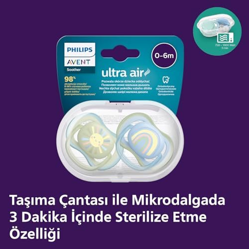 Alternative view of Ultra Air Emzik, Erkek Bebekler için 0-6 Ay, 2’li Paket, Ortodontik Silikon, Geniş Hava Delikli, Mikrodalga Sterilize Edilebilir, BPA İçermez, Taşıma Kutulu, SCF085/58