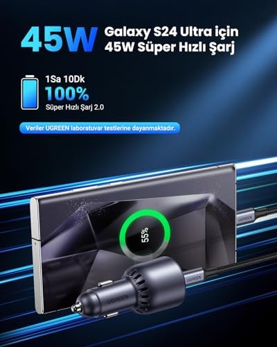 Alternative view of 63W 2 Portlu Araç İçi Şarj Cihazı Çakmaklık Adaptörü, 35023