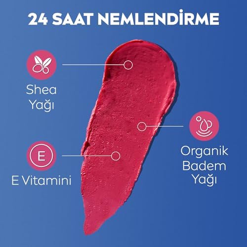 SPF30 Pembe Renkli Dudak Bakım Kremi,4,8gr,24 Saat Nemlendirme,E Vitamini,Organik Yağı,Shea Yağı,Dudak Ve Yanaklar İçin,Allık Etkisi,Mineral Yağı Bulunmaz