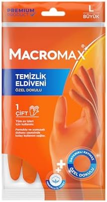 Alternative view of Macro Max Büyük Boy Large Beden Temizlik Eldiveni Pamuklu İç Yüzeyli, Kaydırmaz Desenli