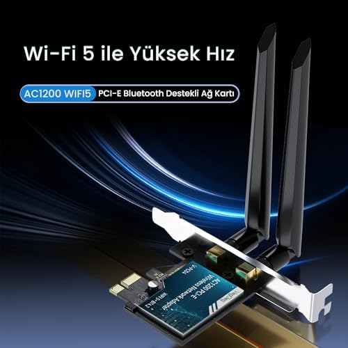 Alternative view of AX1200 Wi-Fi 5 Alıcı ve Bluetooth 4.2 Adaptör 5DB Dual Anten PCIe Wifi Ağ Kartı
