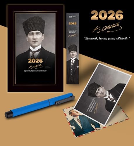 Alternative view of 2026 Kalpaklı Atatürk Ajandası Ayraç Kartpostal Kalem - Mavi