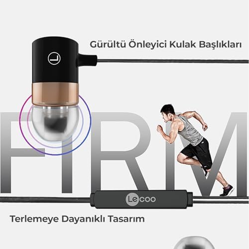 EH103 Kablolu 3.5mm Jacklı Mikrofonlu Kulak İçi Kulaklık - Gürültü Önleyici Mikrofon, Ses Ayarı Paneli, Terlemeye Dayanıklı, Evrensel Uyumluluk, Spor İş Kulak İçi Kulaklık Siyah