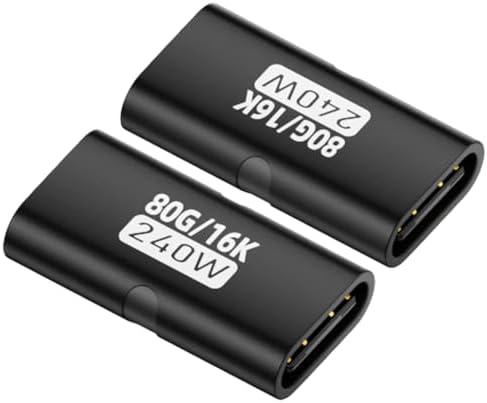 80Gbps USB-C Dişi - Dişi Adaptör, 240W PD3.1 Hızlı Şarj, 16K@60Hz Görüntü Aktarımı, Alüminyum Alaşımlı Tip-C Dişi Konnektör Uzatıcı - Siyah OTGFF - Görsel 3