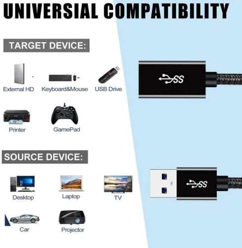 Rope 5Gbps Hızlı Veri Aktarımı USB 3.0 Erkek Dişi Uzatma Kablosu Halat Örgülü (3 Metre) - Görsel 3