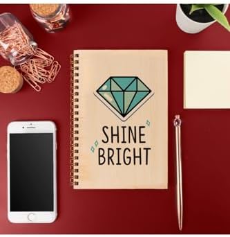 Alternative view of Shine Bright Tasarımlı Ahşap Kapaklı Defter – 12x18 cm, 48 Yaprak, Çizgisiz | Motivasyon Defteri