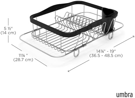 Multi-Use Dish Rack Sinkin Çok Fonksiyonlu Tabak Standı Siyah/Nikel, Metal, Büyük
