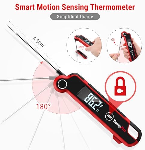 Alternative view of Thermopro TP620 Su Geçirmez Dijital Gıda Termometresi, 2 Saniyede Anında Okuyan Hareket Sensörlü Dönen Ekran (Barbekü, Mutfak ve Sıvı)
