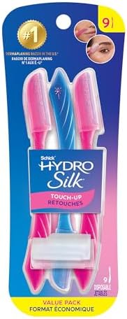 Schick Hydro Silk Rötuş Eksfoliye Edici Dermaplaning Aleti, Yüz ve Kaş Tıraş Makinesi Hassas Kapaklı - 9 Adet | Kadınlar İçin Dermaplaning Jilet