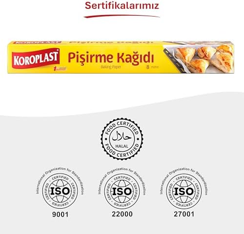 Pişirme Kağıdı 8 mt, Helal Sertifikalı ve BPA İçermez 37cm x 8mt, Fırında Tavuk, Et, Tatlı, Börek Pişirmek için Uygun, 220 C° Yüksek Dayanıklı Fırın Pişirme Kağıdı, Yapışmaz ve Yanmaz