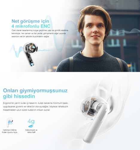Alternative view of QCY AilyBuds E10 Bluetooth Kulaklık - HiRes - LDAC - Çift Cihaz - Oyun Modu 4 Mics ENC Kulakiçi Kulaklık Siyah