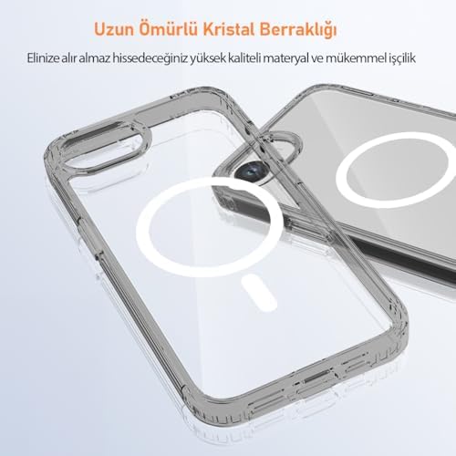 16E ile Uyumlu Destekli Air Hybrid Şeffaf Kılıf, Darbe Emici TPU + PC Şeffaf Kılıf (Siyah)