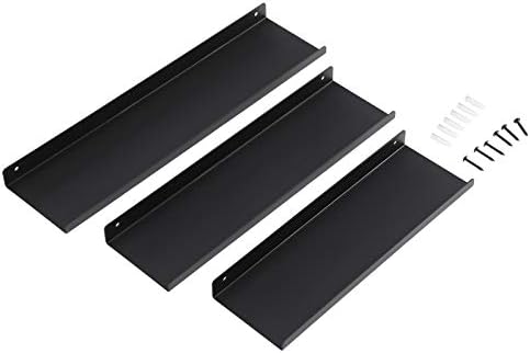 Metal Duvar Rafları, 3'lü Set, Yüzer Raflar, Endüstriyel Tasarım, Duvar Panoları, Dekorasyon için, Resim Çerçeveleri, Rafları Takmak için 6 Vidalı, Farklı Düzenler, Siyah LFS12BK