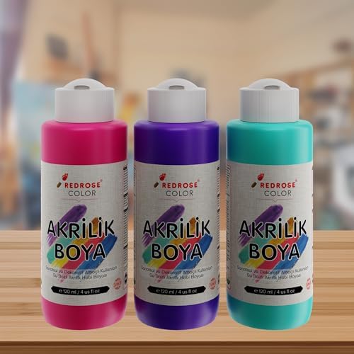 Mor-Fuşya-Turkuaz Akrilik Boya 3'lü Set 3x120ml