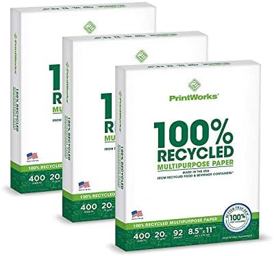 Alternative view of PrintWorks Yüzde 100 Geri Dönüşümlü Çok Amaçlı Kağıt, 9,1 kg, 92 Parlak, 8,5 x 11 inç, 3 paket 400 yaprak, toplam 1200 yaprak (00018-3), Beyaz