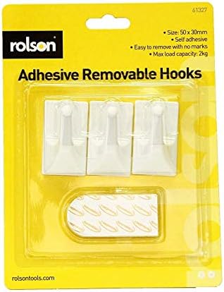 61327 3Pc Removable Adhesive Hooks, Black