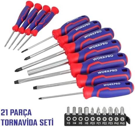 WP200551 Tornavida Seti, 21 Parça, CR-V Çelik, Manyetik, Duvar Askılı, Profesyonel - Görsel 2