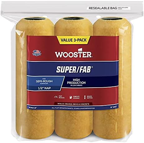 Wooster fırça mini-halojen R740 – 9 Super/FAB Roller, 1/2 inç NAP, 3'lü paket, 9 inç - Görsel 2
