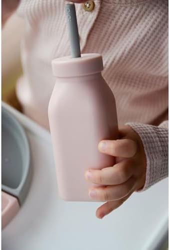 OiOi Hüp + Up -Şişe + Pipet - Pinky Pink/Powder Grey